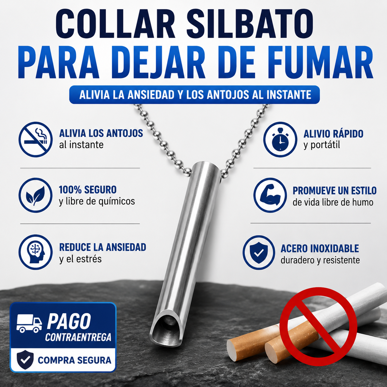 OFERTA 🔥 Collar para dejar de fumar y aliviar la ansiedad - Acero Inoxidable ✨