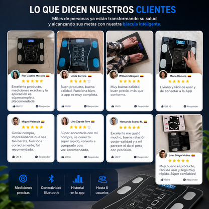 📲 Báscula Inteligente Digital Bluetooth con App y Vidrio Templado ✨🔥