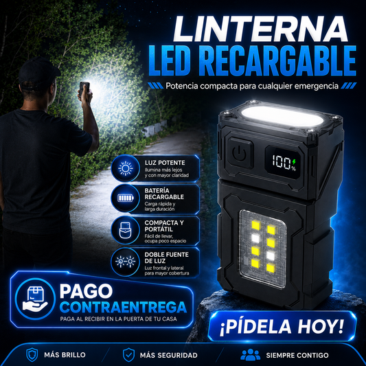 🔦⚡ Linterna Táctica LED Recargable – Potencia, Versatilidad y Luz Extrema 💡🧲 TIPO C